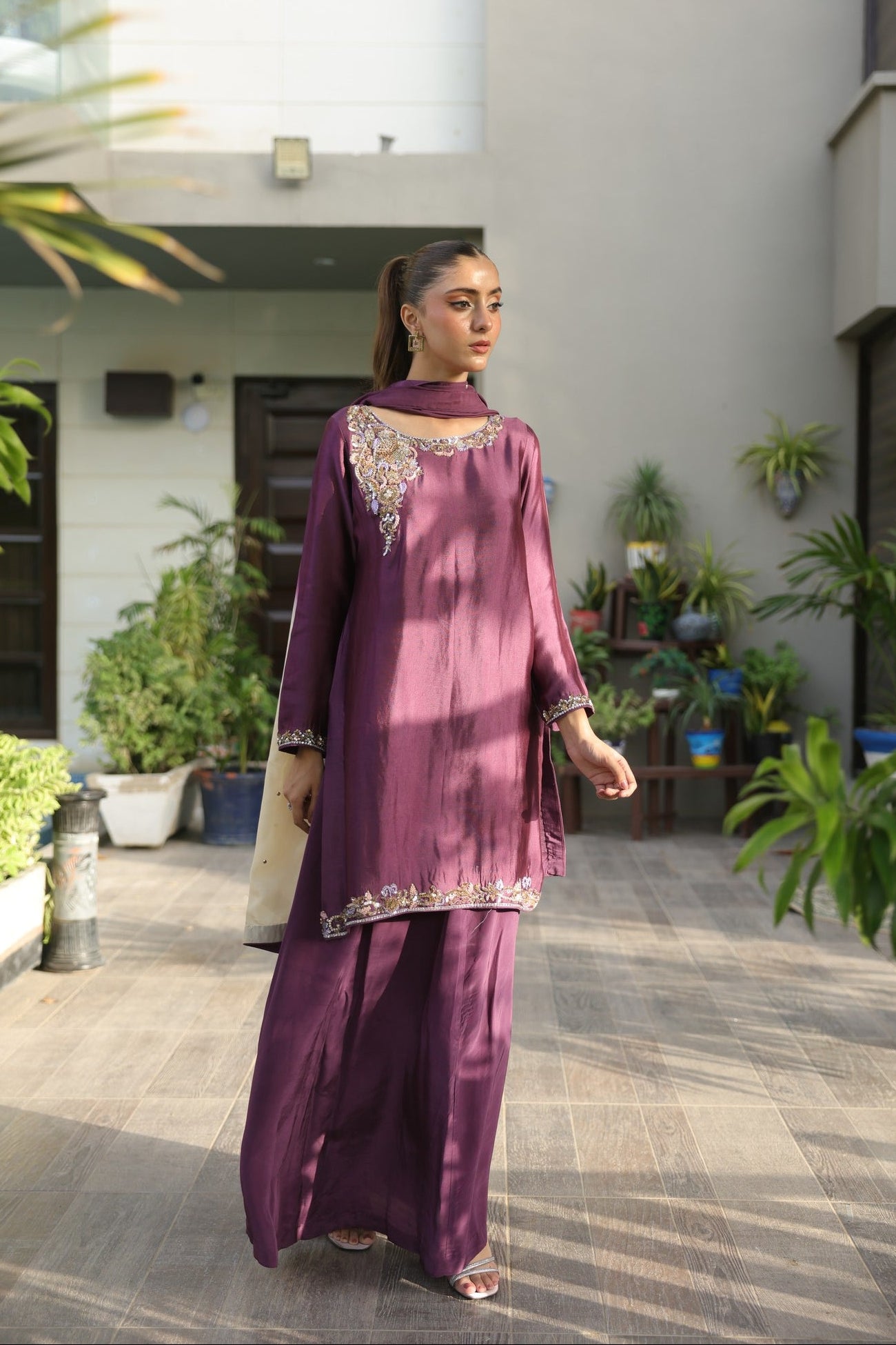 simple purple color dress pakistani Pakistani Purple Dresses