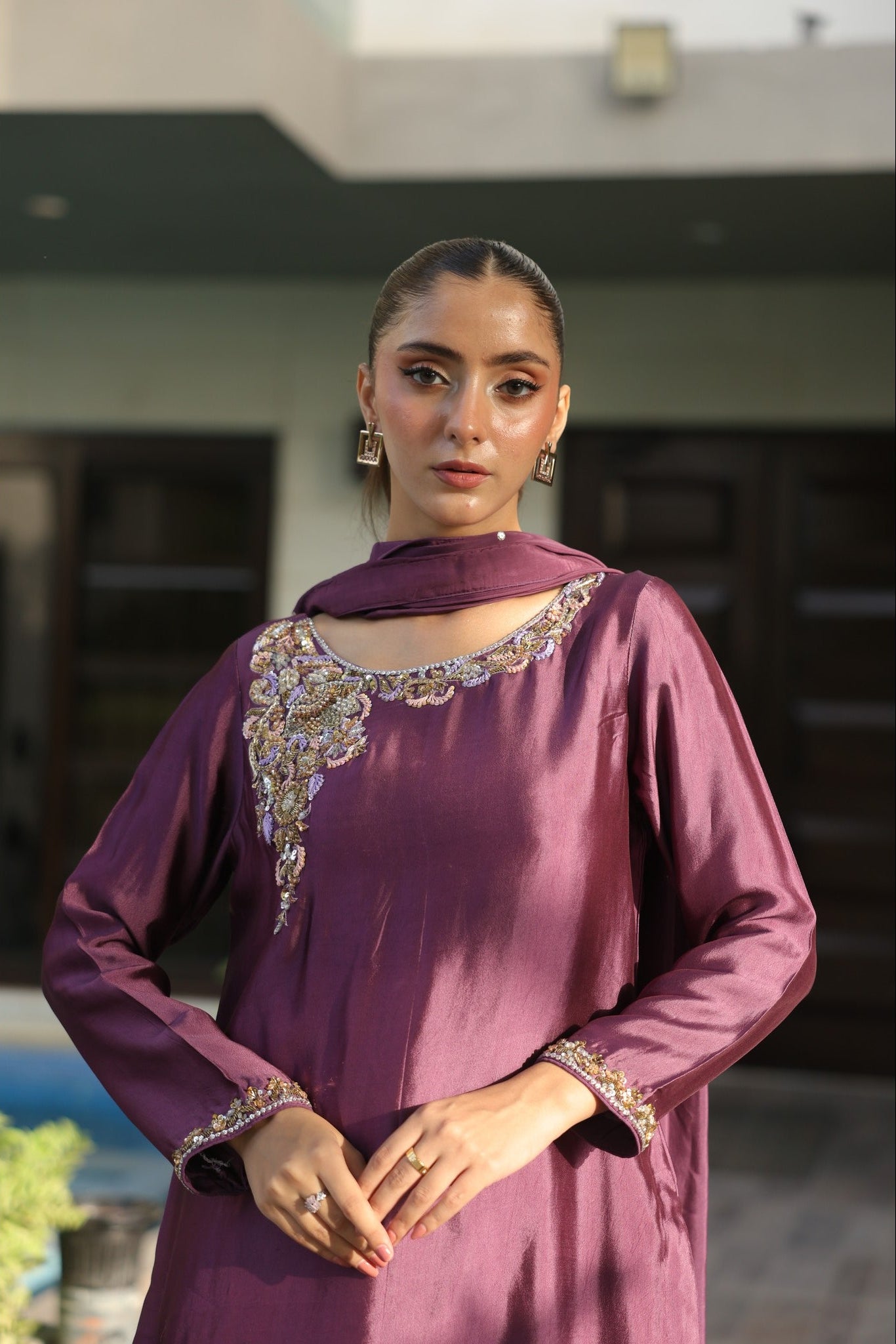 simple purple color dress pakistani Luxe Pret | Casual Pret | Wedding Wears